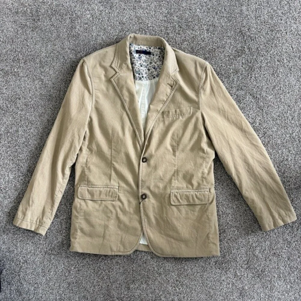 MARC ECKO Khaki Tan Cotton Corduroy Blazer Jacket Large - Picture 4 of 16